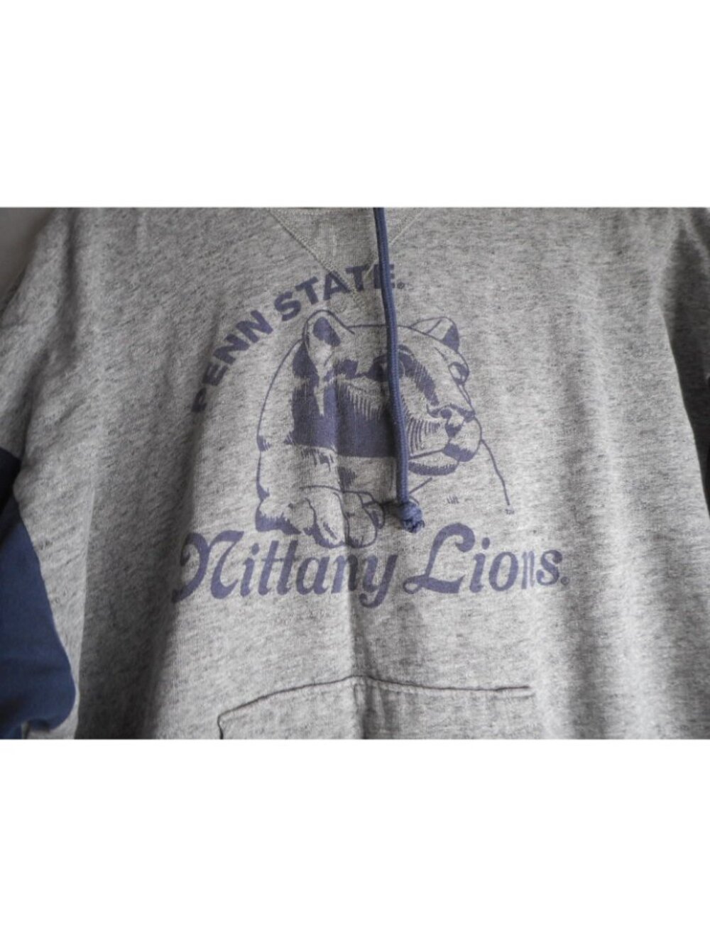Penn State Hoodie Sweatshirt Sz M crop cut blue grey kangaroo pocket - Picture 3 of 6